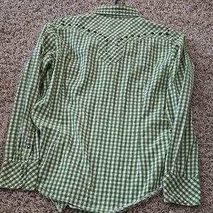 Ariat Green Casual Button Down Shirt with Gingham Pattern